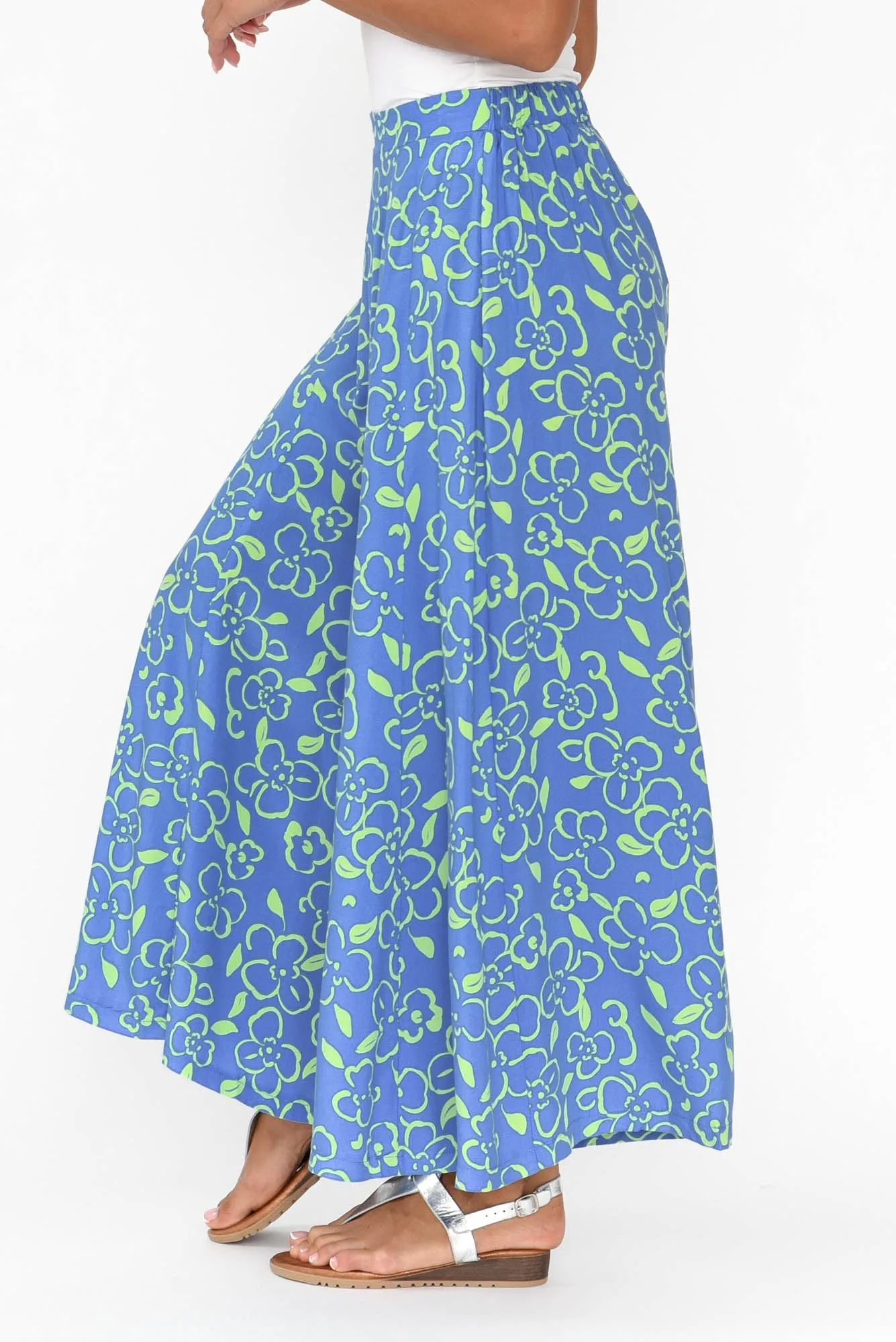 Elira Blue Flower Wide Leg Pants sold by Blue Bungalow product image thumbnail 4