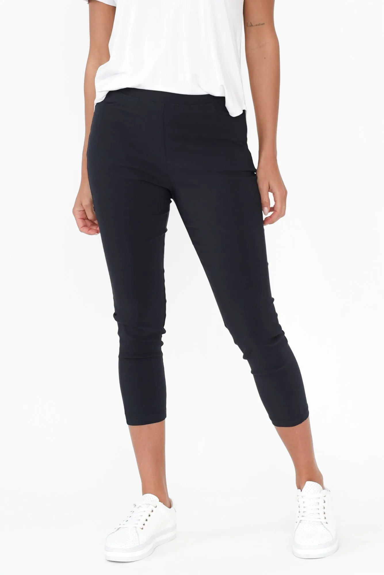 Zara Navy Stretch Cropped Pants sold by Blue Bungalow
