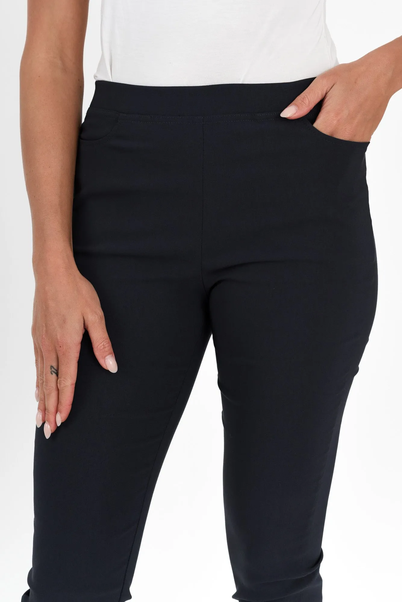 Zara Navy Stretch Cropped Pants sold by Blue Bungalow product image thumbnail 5