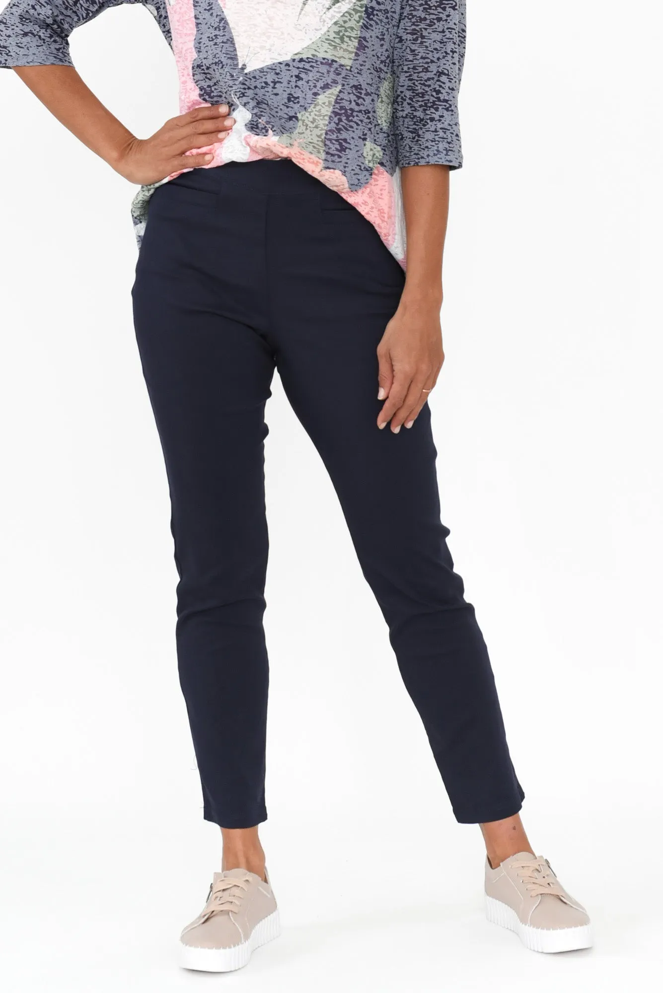 Giselle Navy Stretch Pants sold by Blue Bungalow