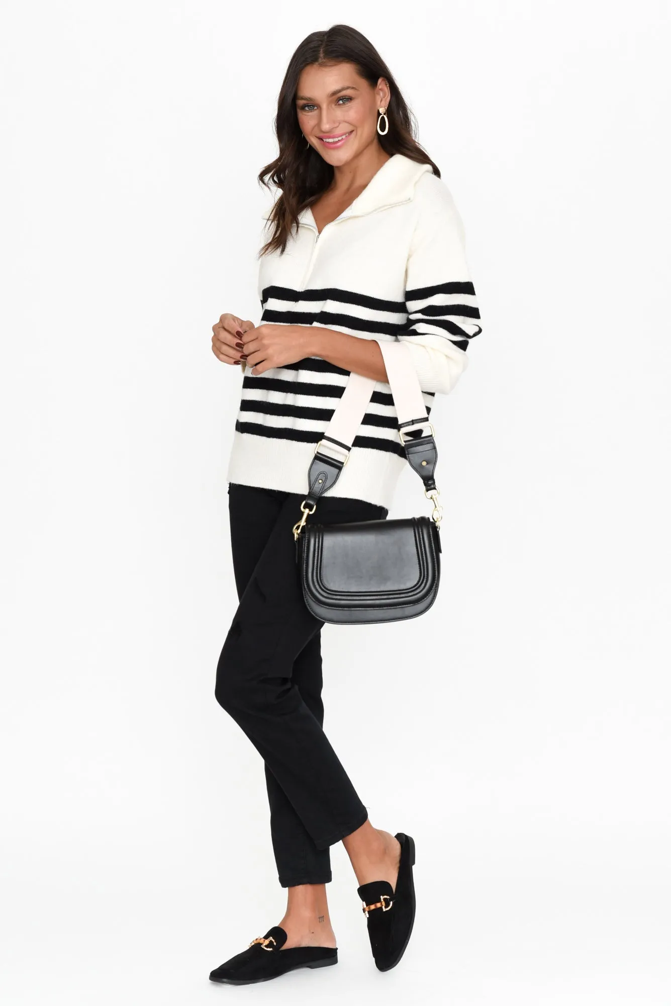 Estie White Stripe Zip Jumper sold by Blue Bungalow product image thumbnail 2