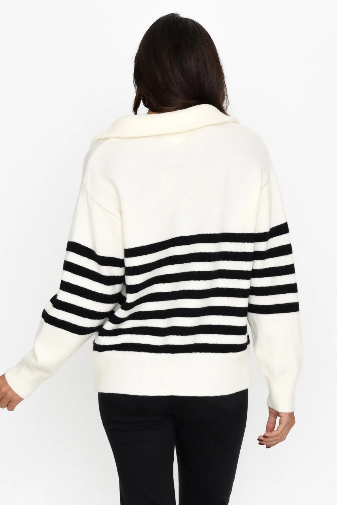 Estie White Stripe Zip Jumper sold by Blue Bungalow product image thumbnail 4