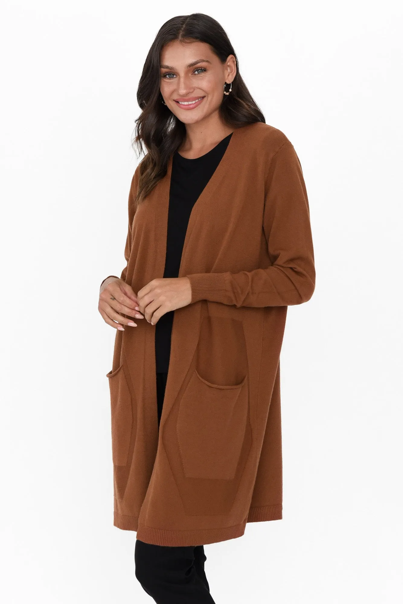 Mary Chocolate Pocket Cardigan sold by Blue Bungalow product image thumbnail 2