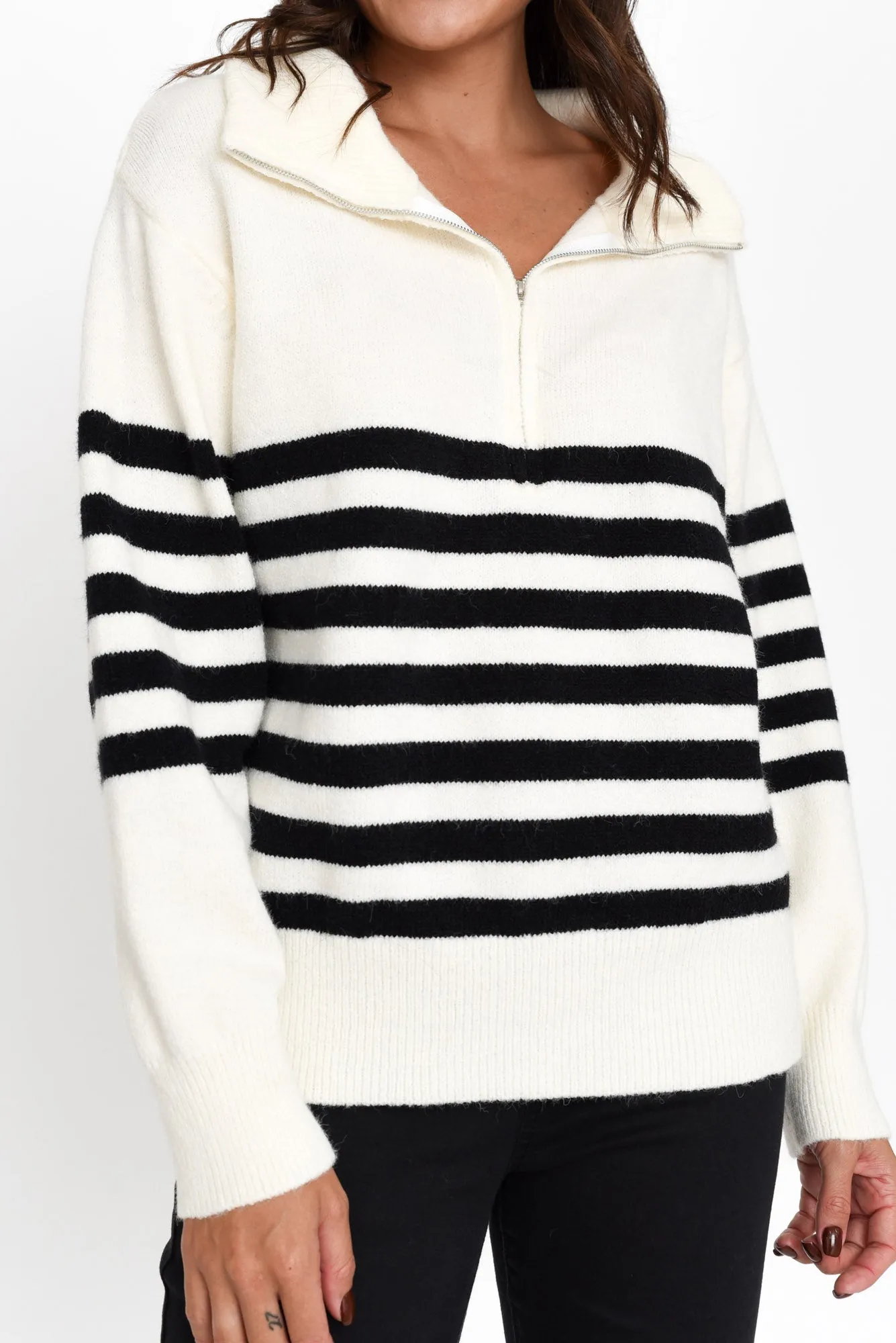Estie White Stripe Zip Jumper sold by Blue Bungalow product image thumbnail 5