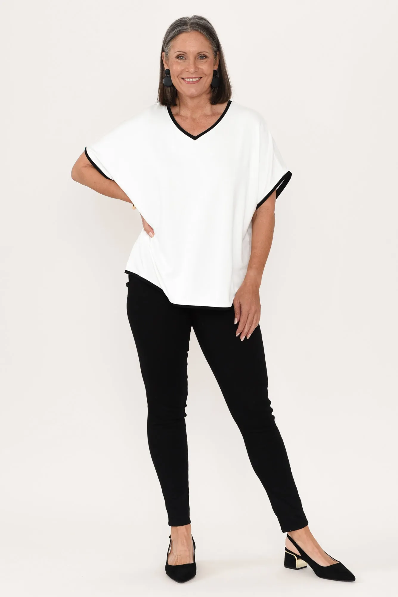 Clara White Contrast Black Trim Tee sold by Blue Bungalow product image thumbnail 3