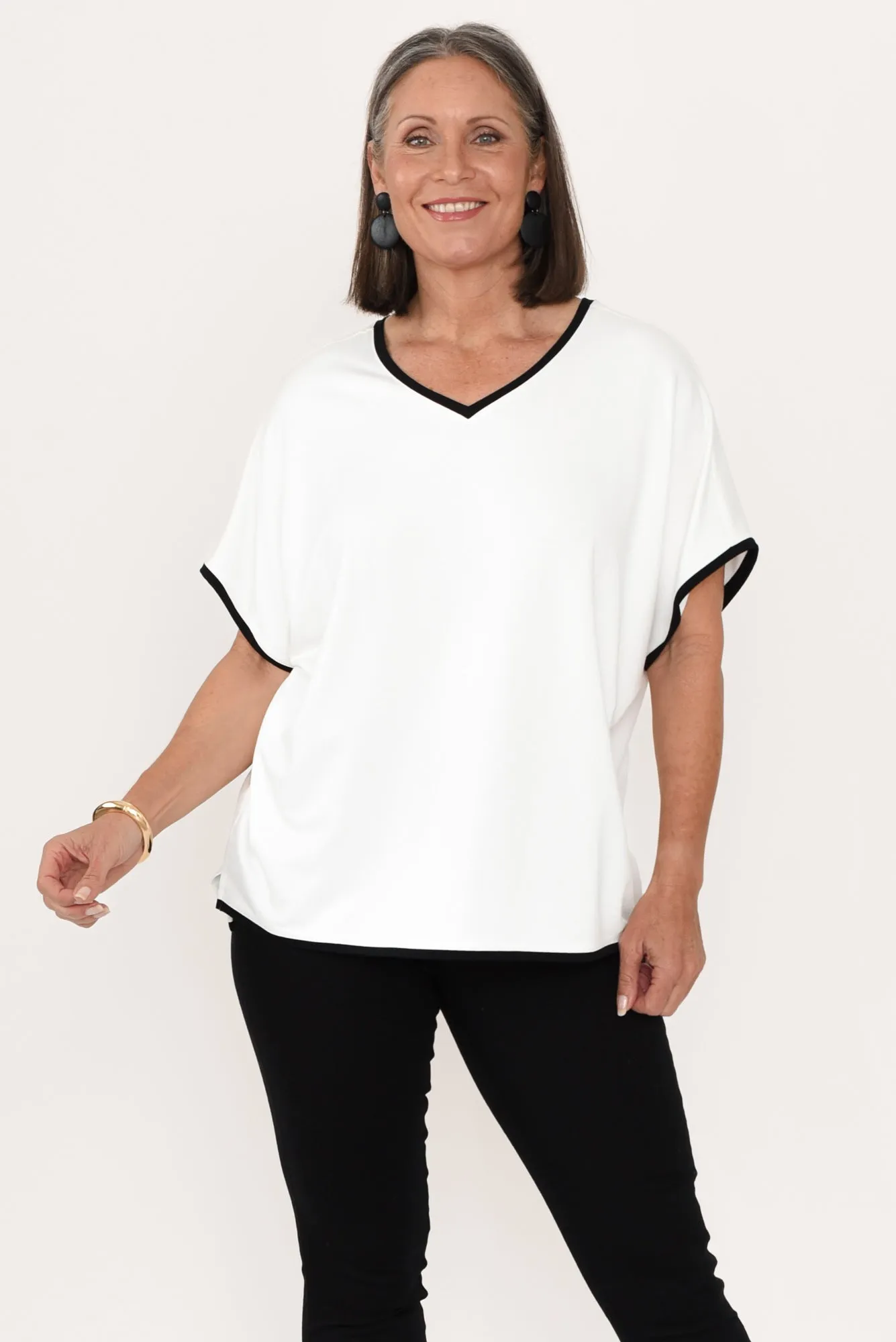 Clara White Contrast Black Trim Tee sold by Blue Bungalow product image thumbnail 2