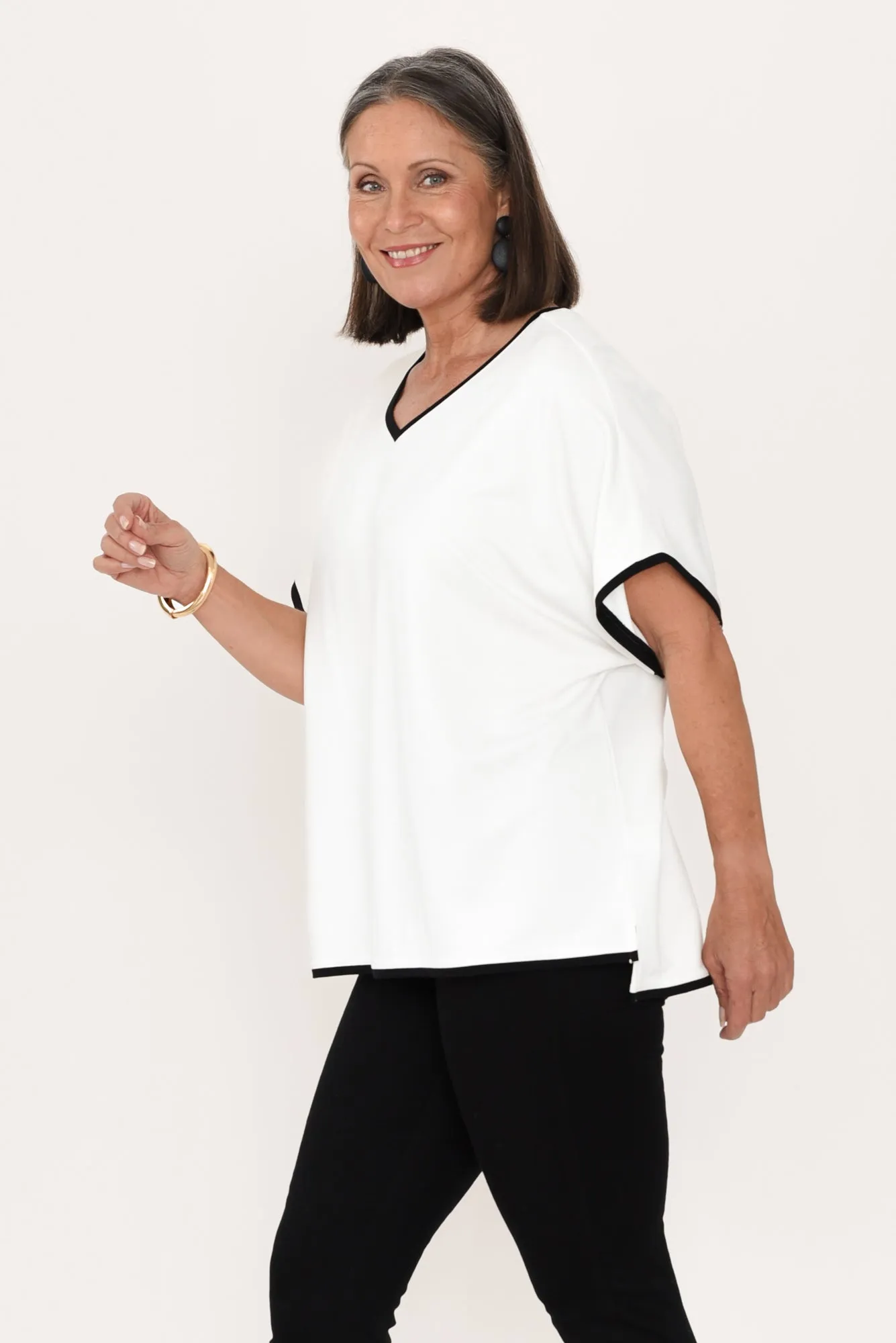 Clara White Contrast Black Trim Tee sold by Blue Bungalow product image thumbnail 4