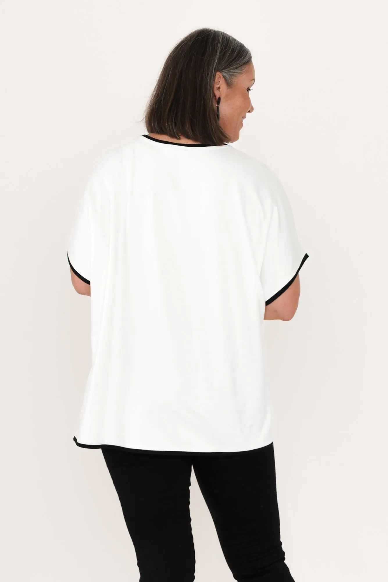 Clara White Contrast Black Trim Tee sold by Blue Bungalow product image thumbnail 5