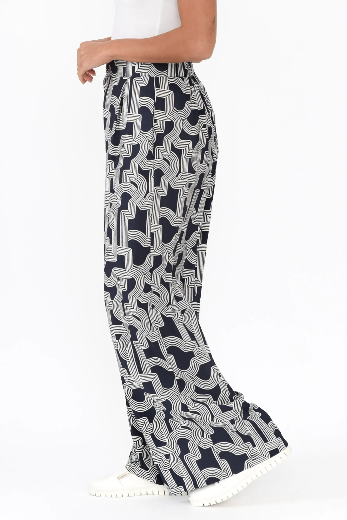 Zander Navy Geo Wide Leg Pants sold by Blue Bungalow product image thumbnail 4