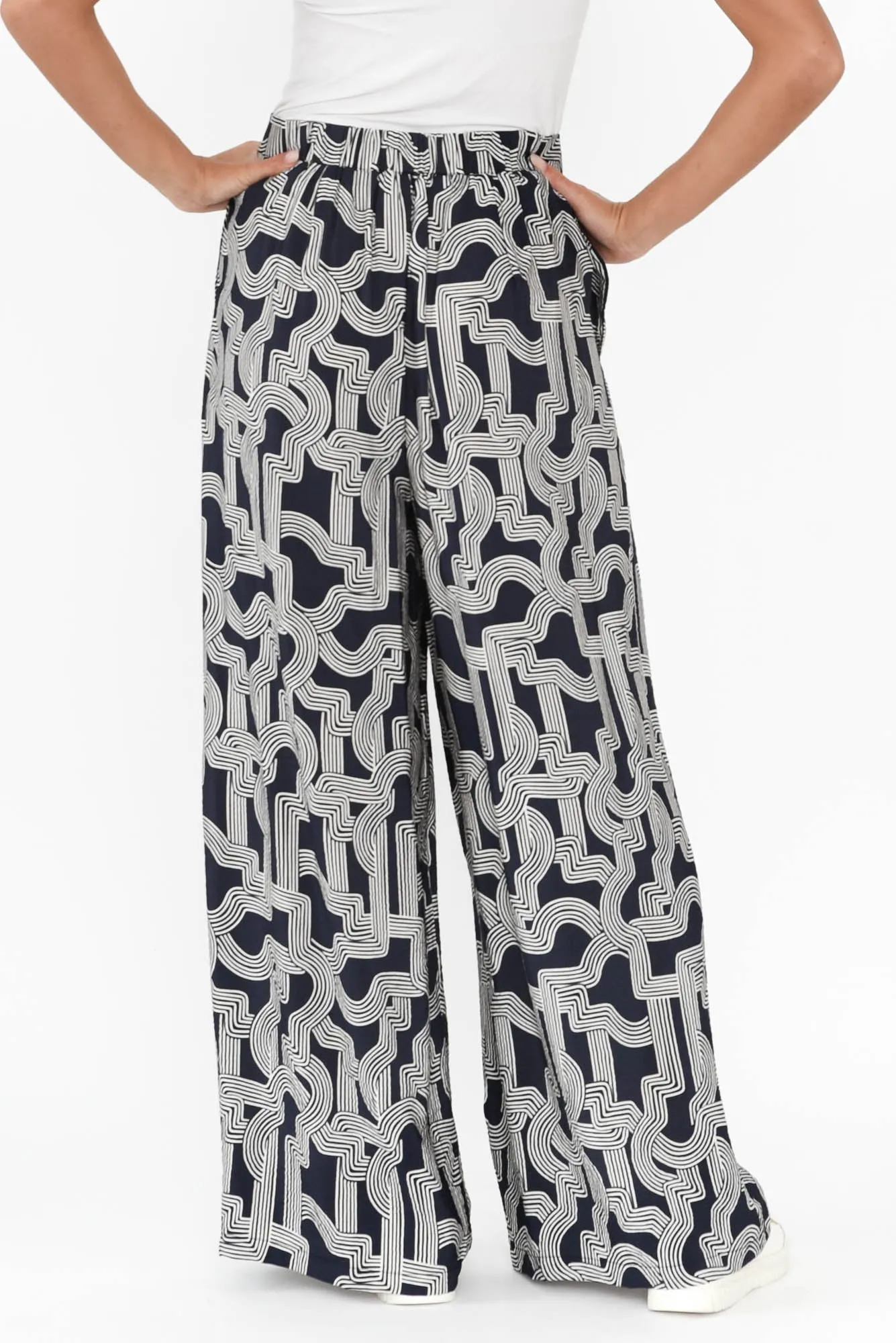 Zander Navy Geo Wide Leg Pants sold by Blue Bungalow product image thumbnail 5