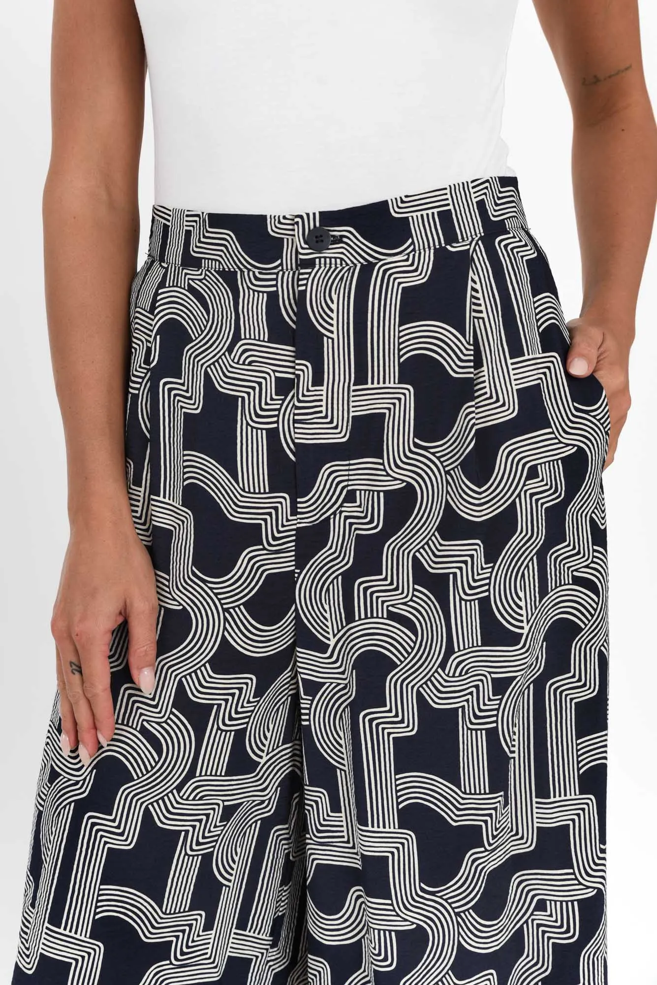 Zander Navy Geo Wide Leg Pants sold by Blue Bungalow product image thumbnail 3