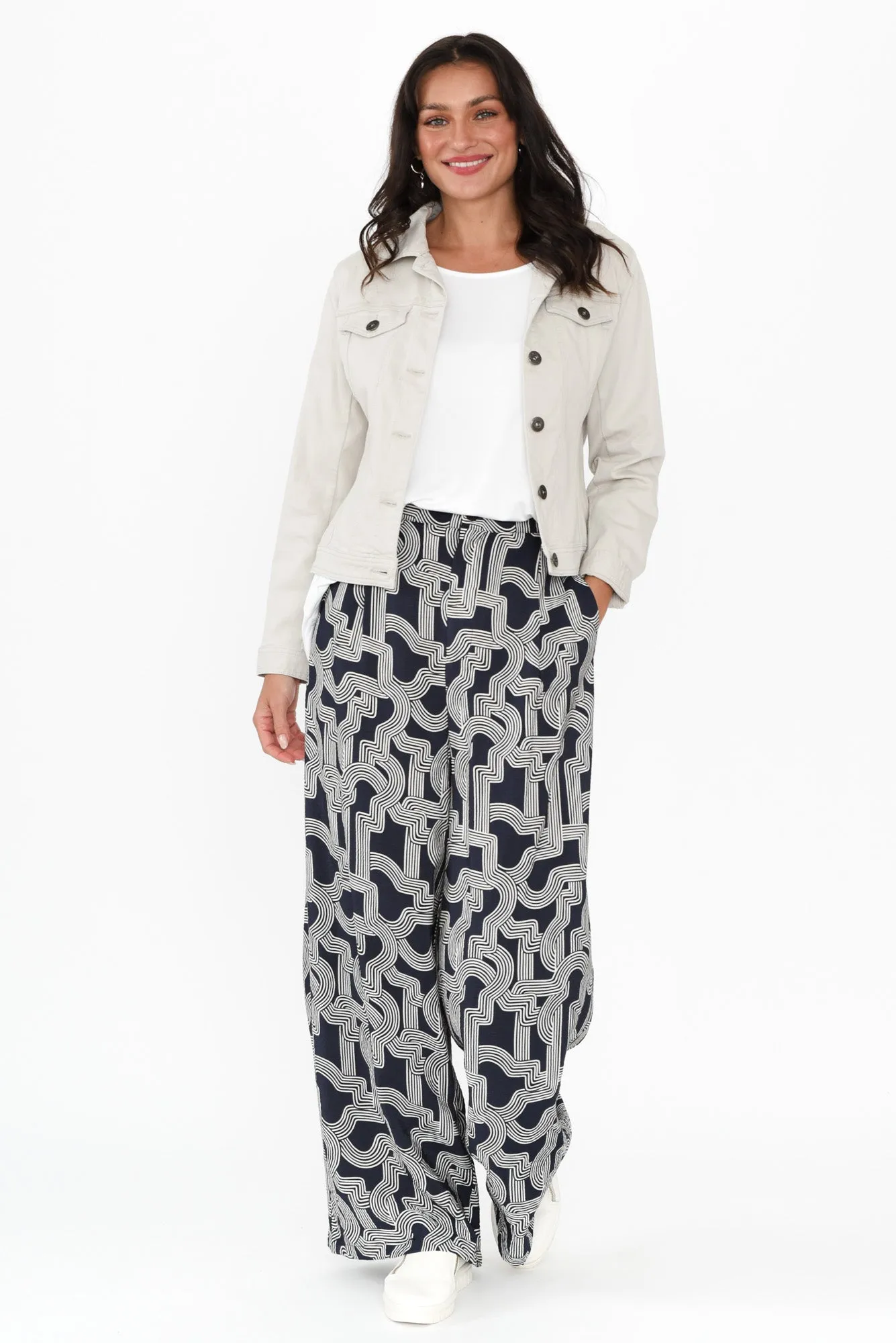 Zander Navy Geo Wide Leg Pants sold by Blue Bungalow product image thumbnail 2