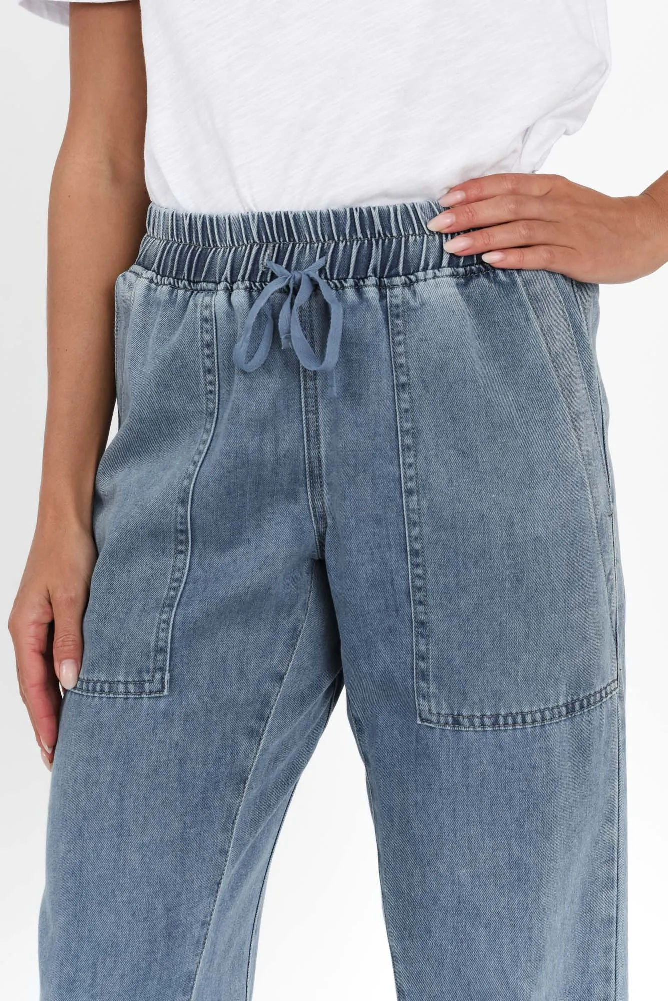 Quinn Blue Cotton Jogger Pants sold by Blue Bungalow product image thumbnail 5