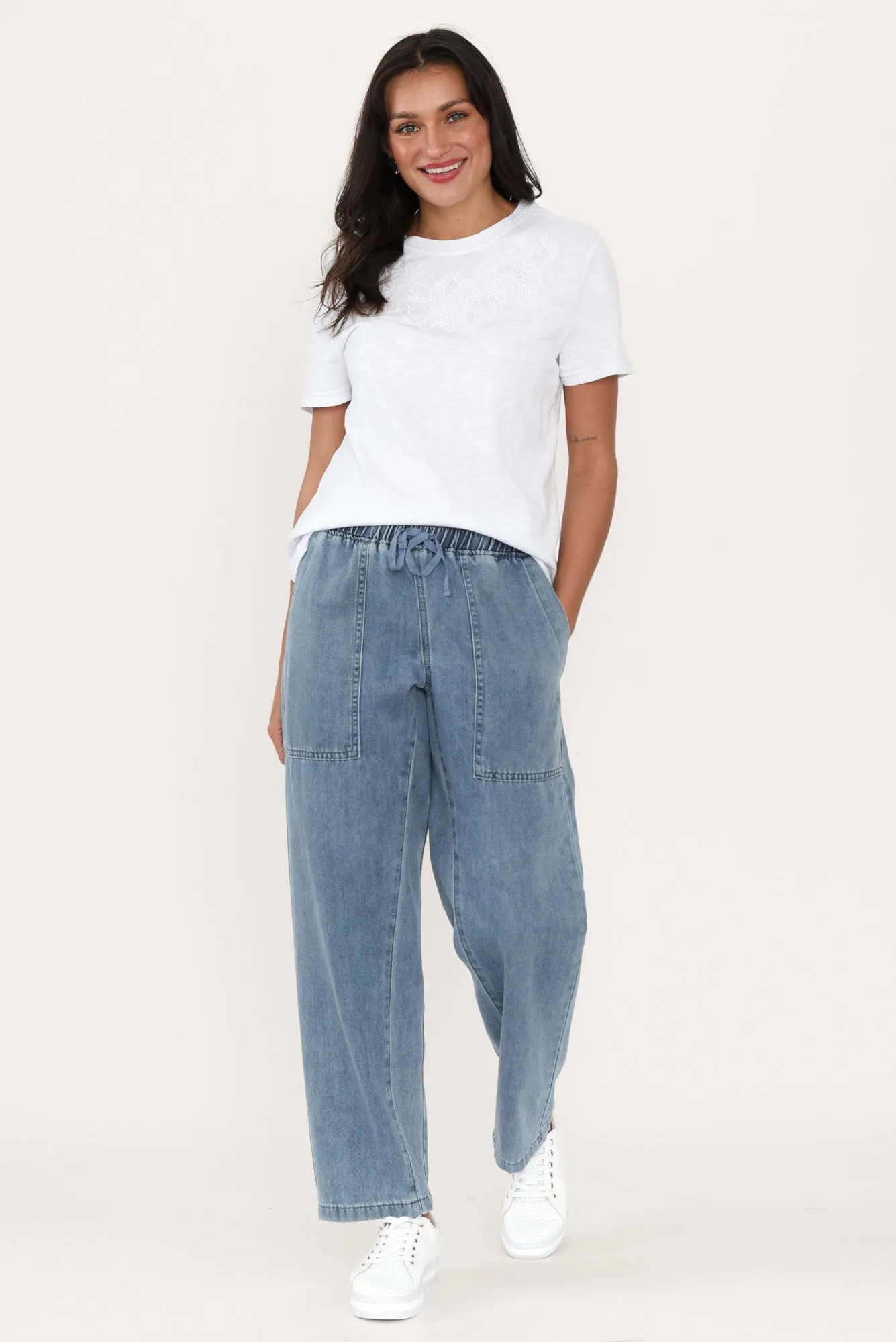 Quinn Blue Cotton Jogger Pants sold by Blue Bungalow product image thumbnail 2