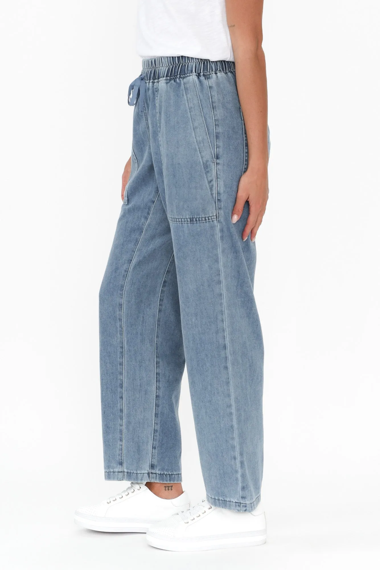 Quinn Blue Cotton Jogger Pants sold by Blue Bungalow product image thumbnail 3