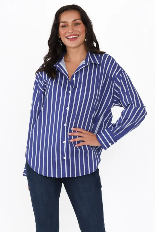 Regatta Blue Stripe Cotton Shirt sold by Blue Bungalow
