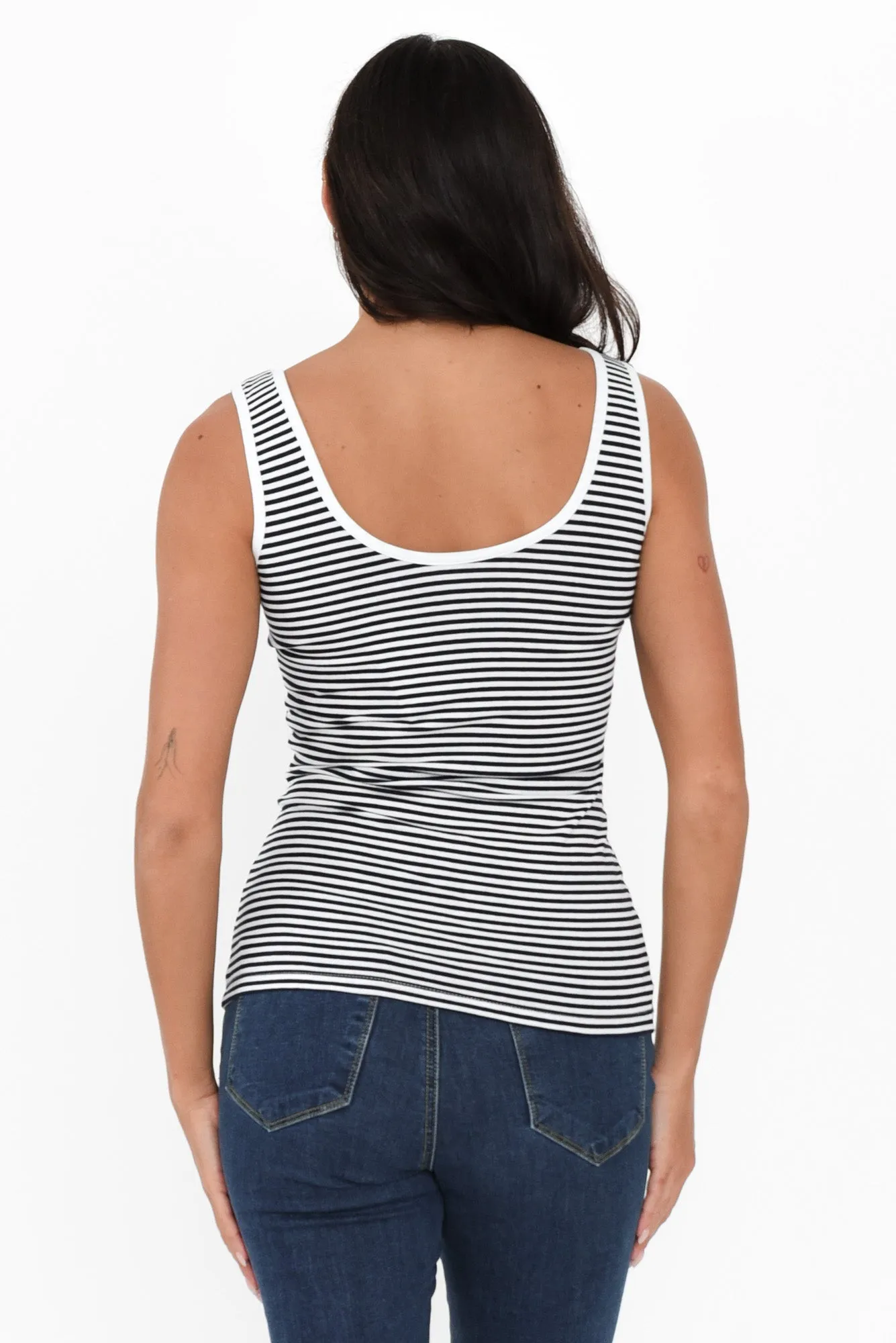 Emma Navy Stripe Cotton Tank Top sold by Blue Bungalow product image thumbnail 5