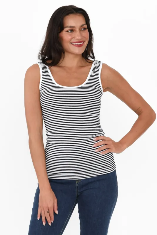 Emma Navy Stripe Cotton Tank Top sold by Blue Bungalow