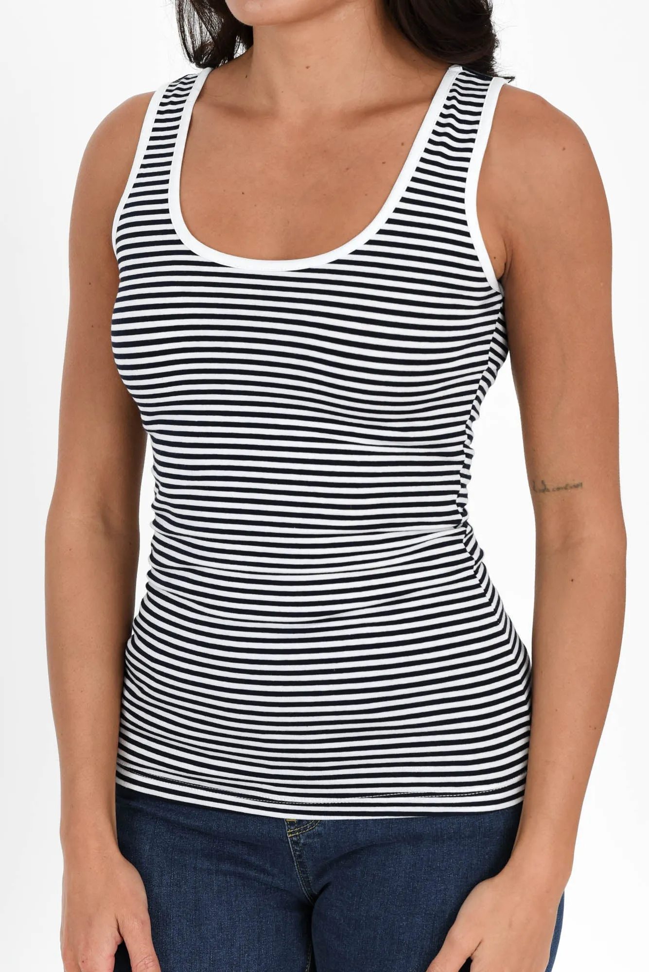 Emma Navy Stripe Cotton Tank Top sold by Blue Bungalow product image thumbnail 3
