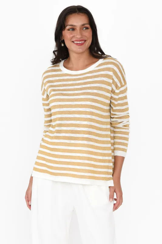 Natasha Gold Stripe Knit Top sold by Blue Bungalow