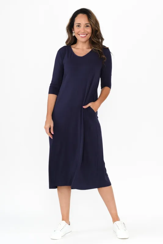 Davina Navy Pocket Dress sold by Blue Bungalow