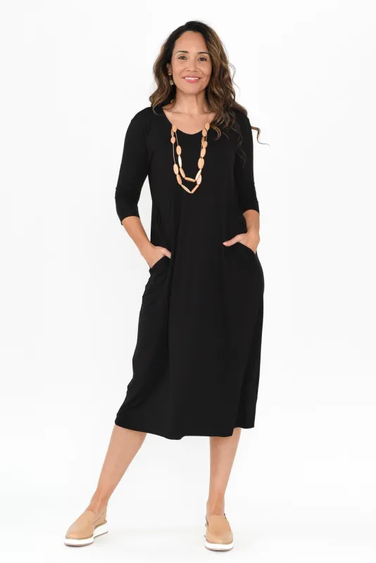 Davina Black Pocket Dress sold by Blue Bungalow