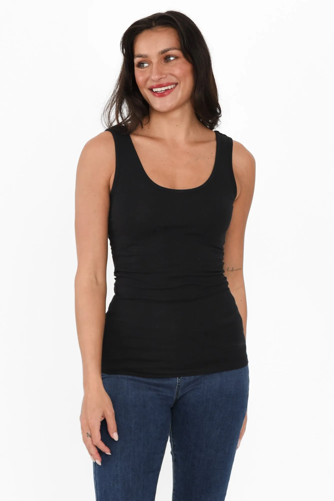 Emma Black Cotton Tank Top sold by Blue Bungalow