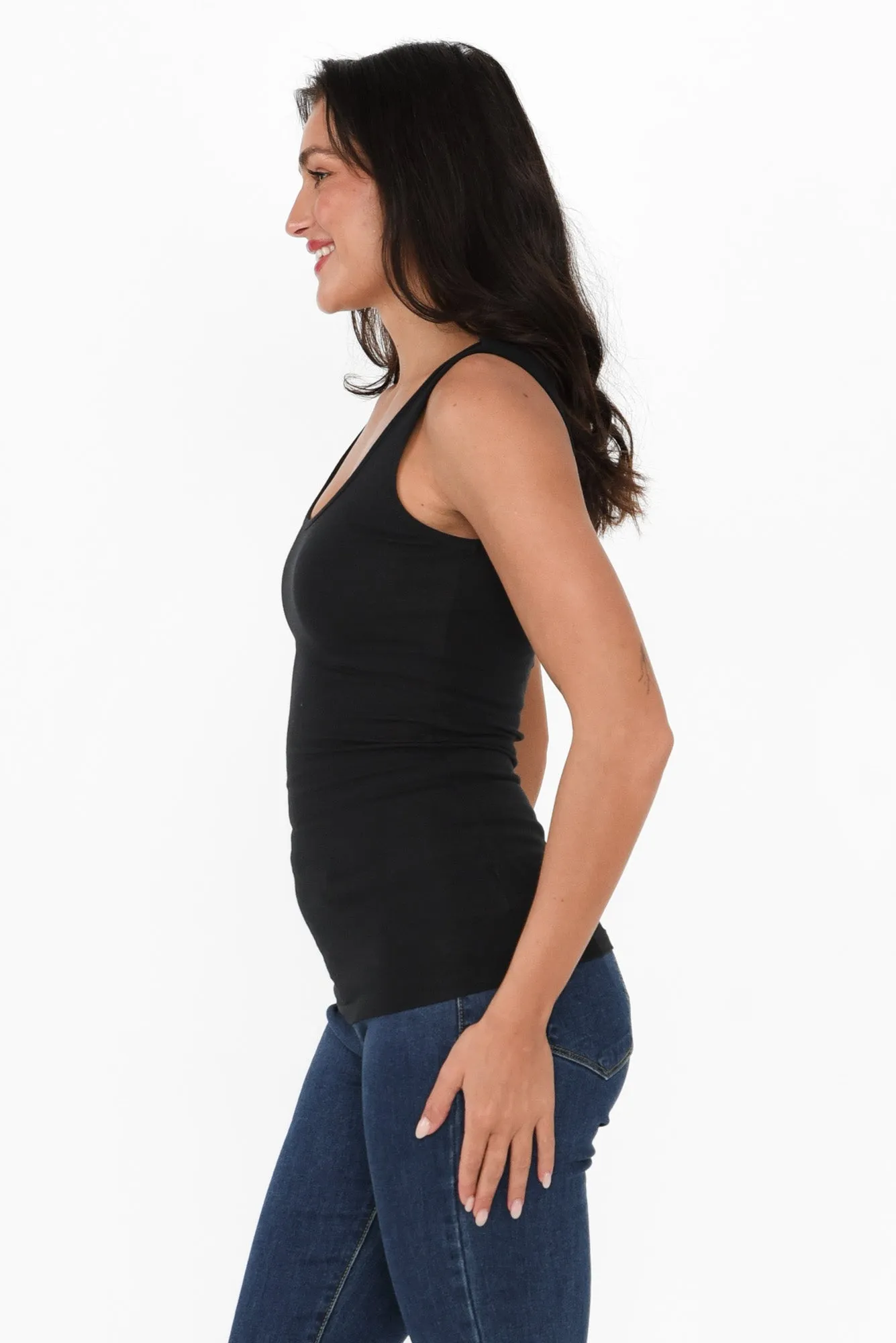 Emma Black Cotton Tank Top sold by Blue Bungalow product image thumbnail 3