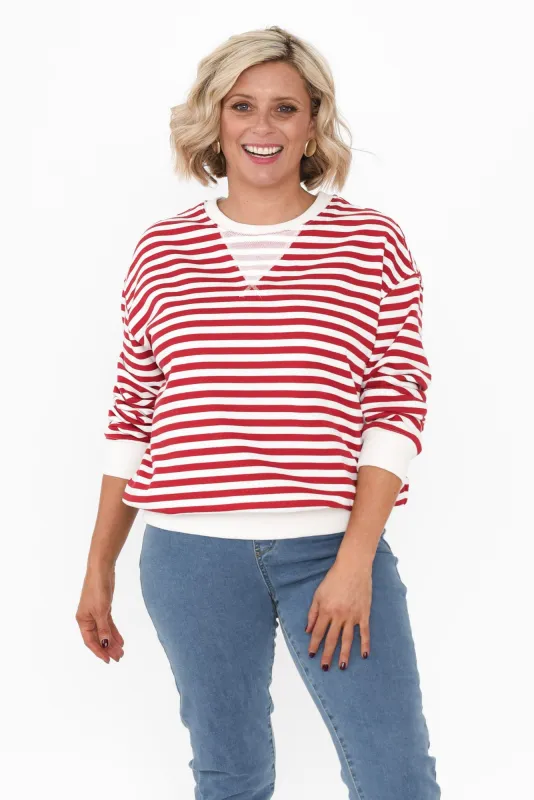 Hotham Red Stripe Cotton Sweatshirt sold by Blue Bungalow