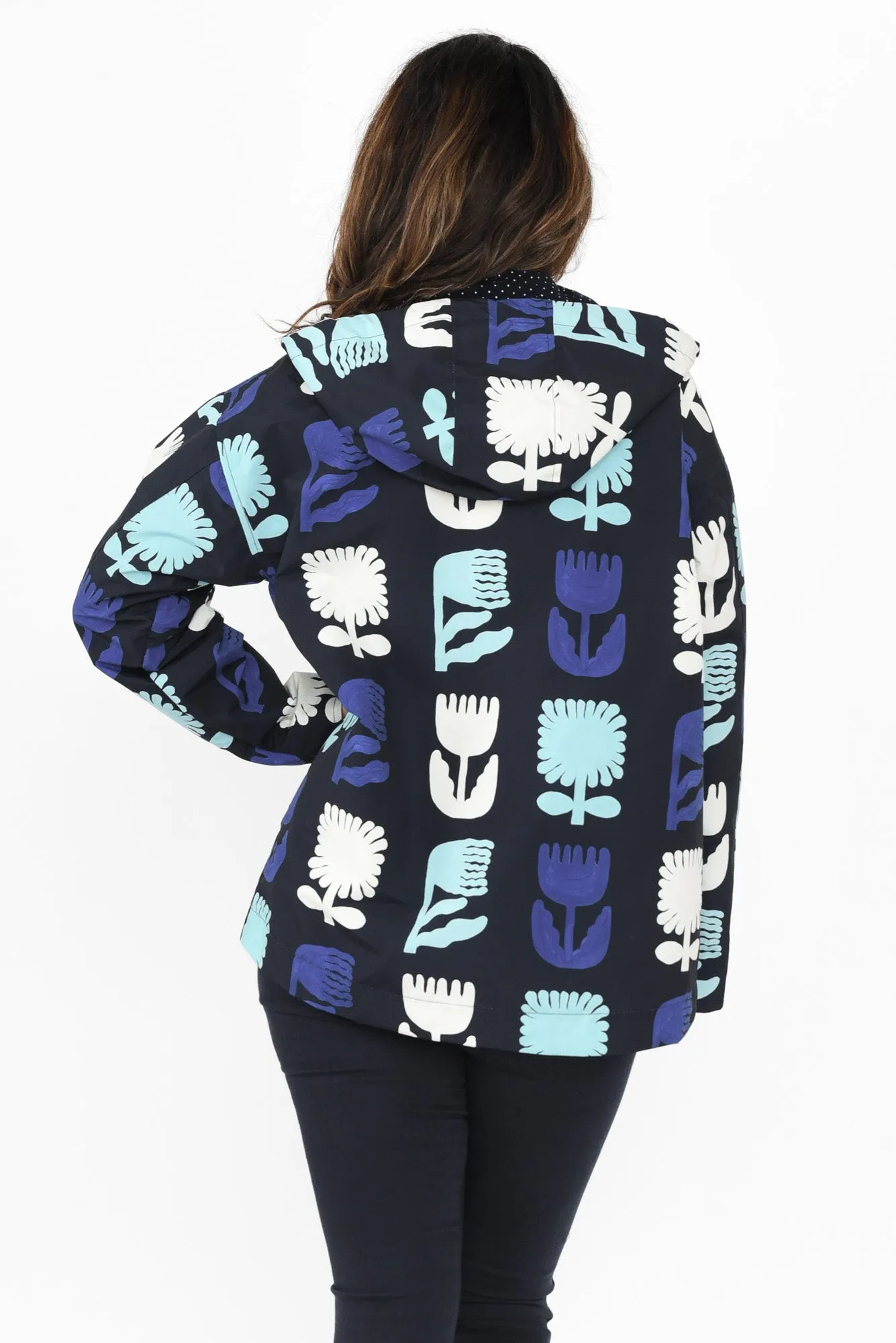 Madeleine Navy Floral Hooded Raincoat sold by Blue Bungalow product image thumbnail 5