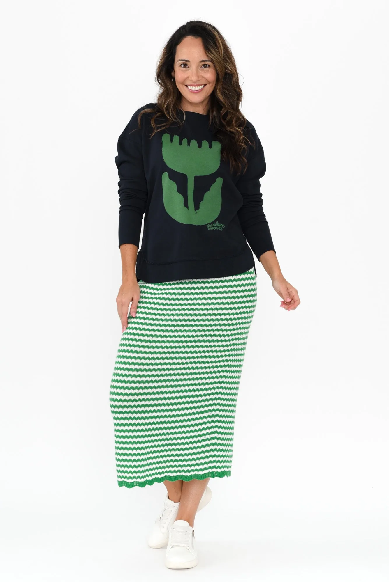 Rosie Green Stripe Cotton Knit Skirt sold by Blue Bungalow product image thumbnail 2