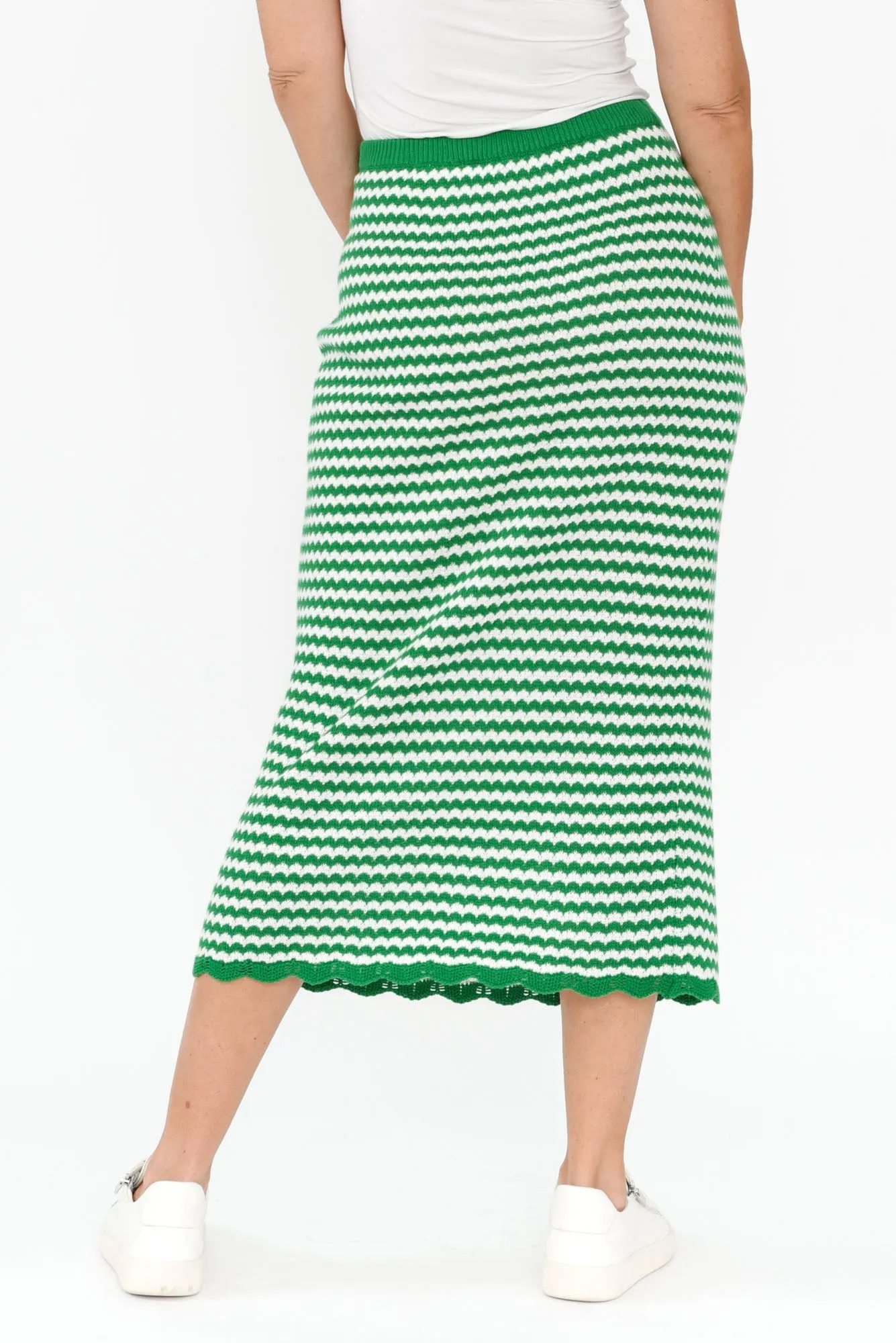 Rosie Green Stripe Cotton Knit Skirt sold by Blue Bungalow product image thumbnail 4