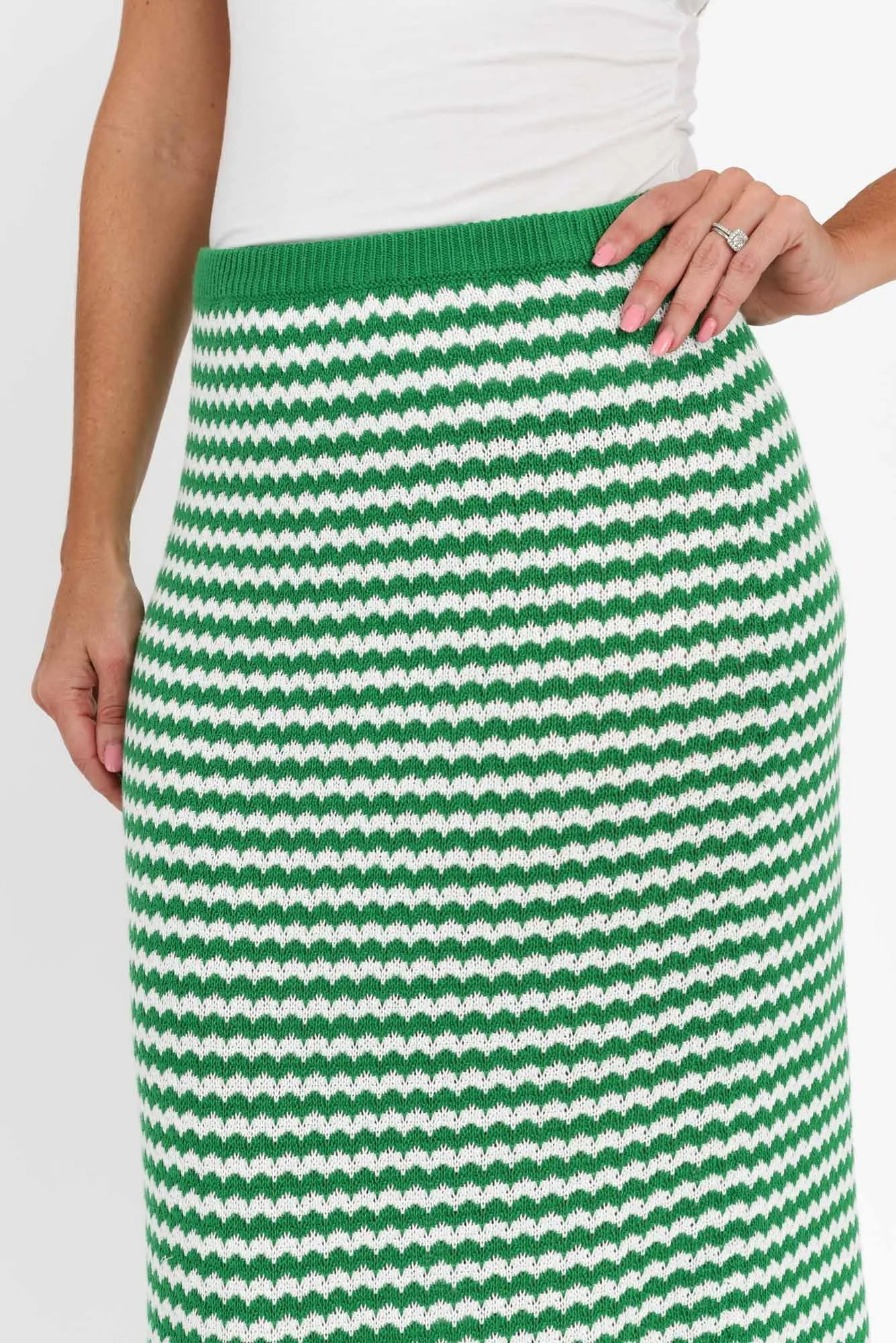 Rosie Green Stripe Cotton Knit Skirt sold by Blue Bungalow product image thumbnail 5