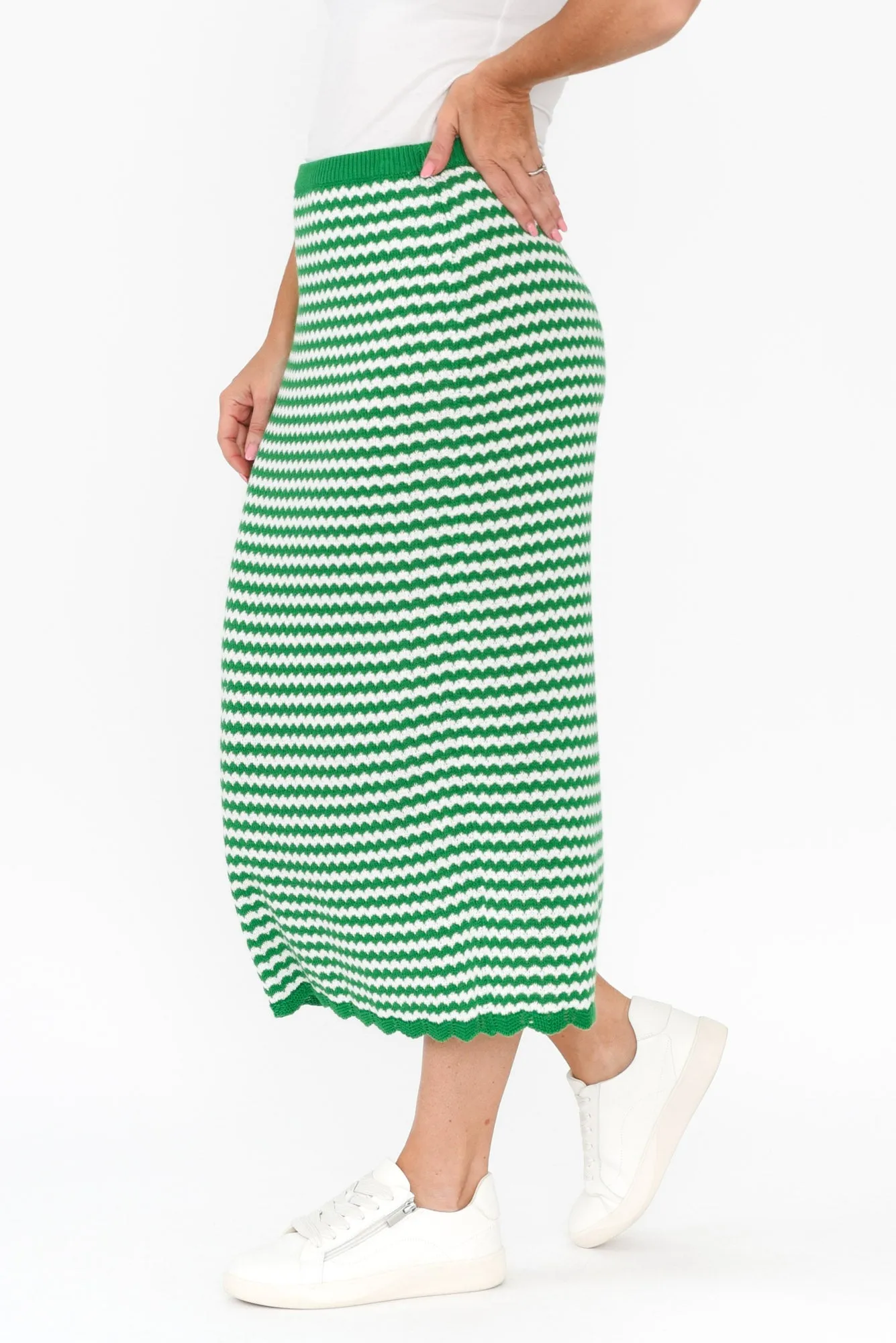 Rosie Green Stripe Cotton Knit Skirt sold by Blue Bungalow product image thumbnail 3