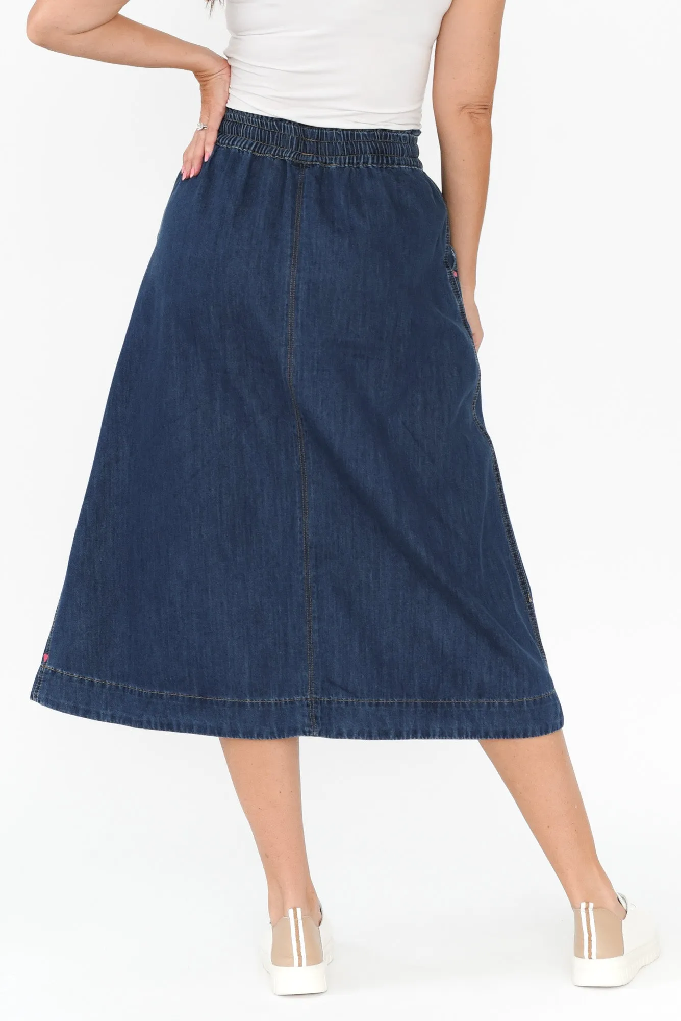 Greta Dark Denim Skirt sold by Blue Bungalow product image thumbnail 4