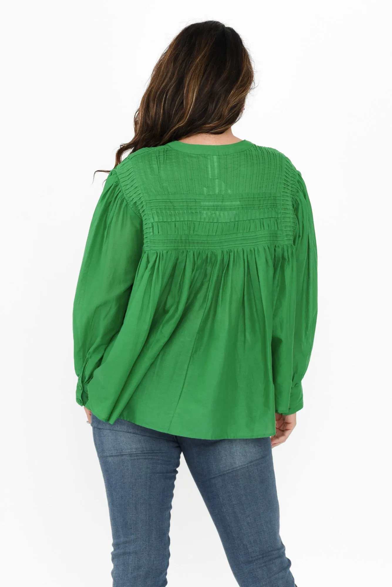 Montana Green Cotton Embroidered Blouse sold by Blue Bungalow product image thumbnail 4