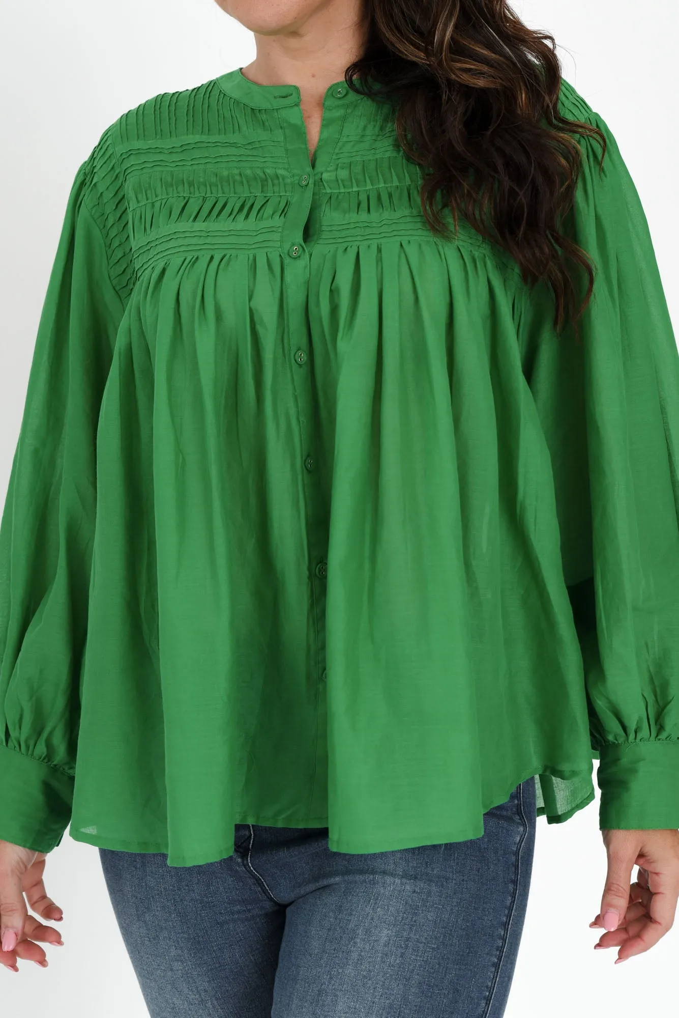 Montana Green Cotton Embroidered Blouse sold by Blue Bungalow product image thumbnail 5