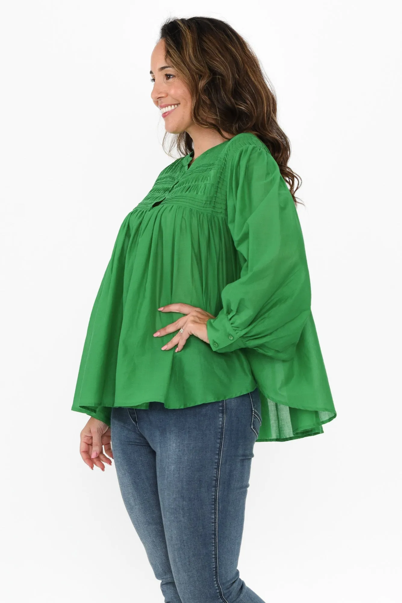 Montana Green Cotton Embroidered Blouse sold by Blue Bungalow product image thumbnail 3
