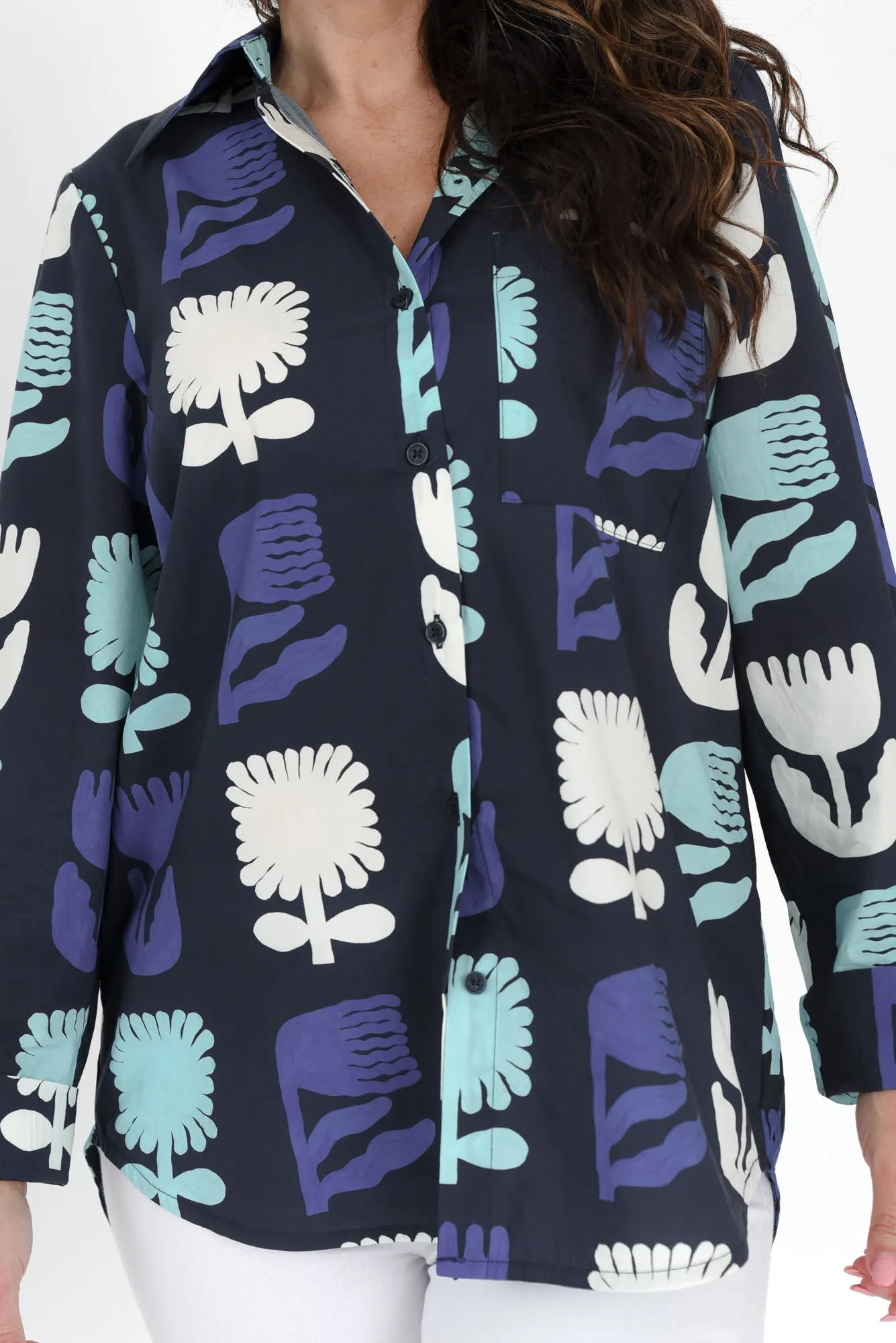 Madeleine Navy Floral Collared Shirt sold by Blue Bungalow product image thumbnail 5