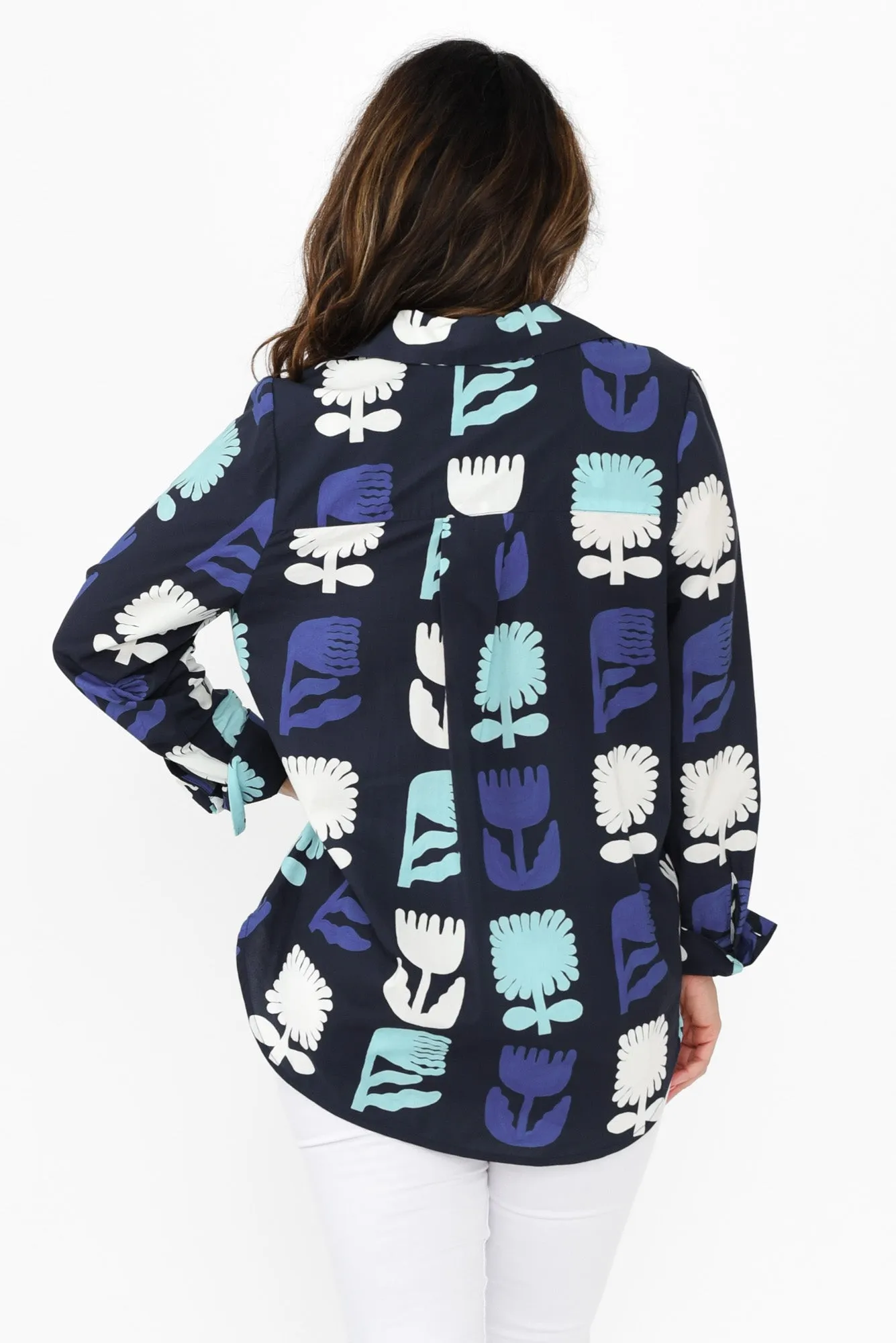 Madeleine Navy Floral Collared Shirt sold by Blue Bungalow product image thumbnail 4