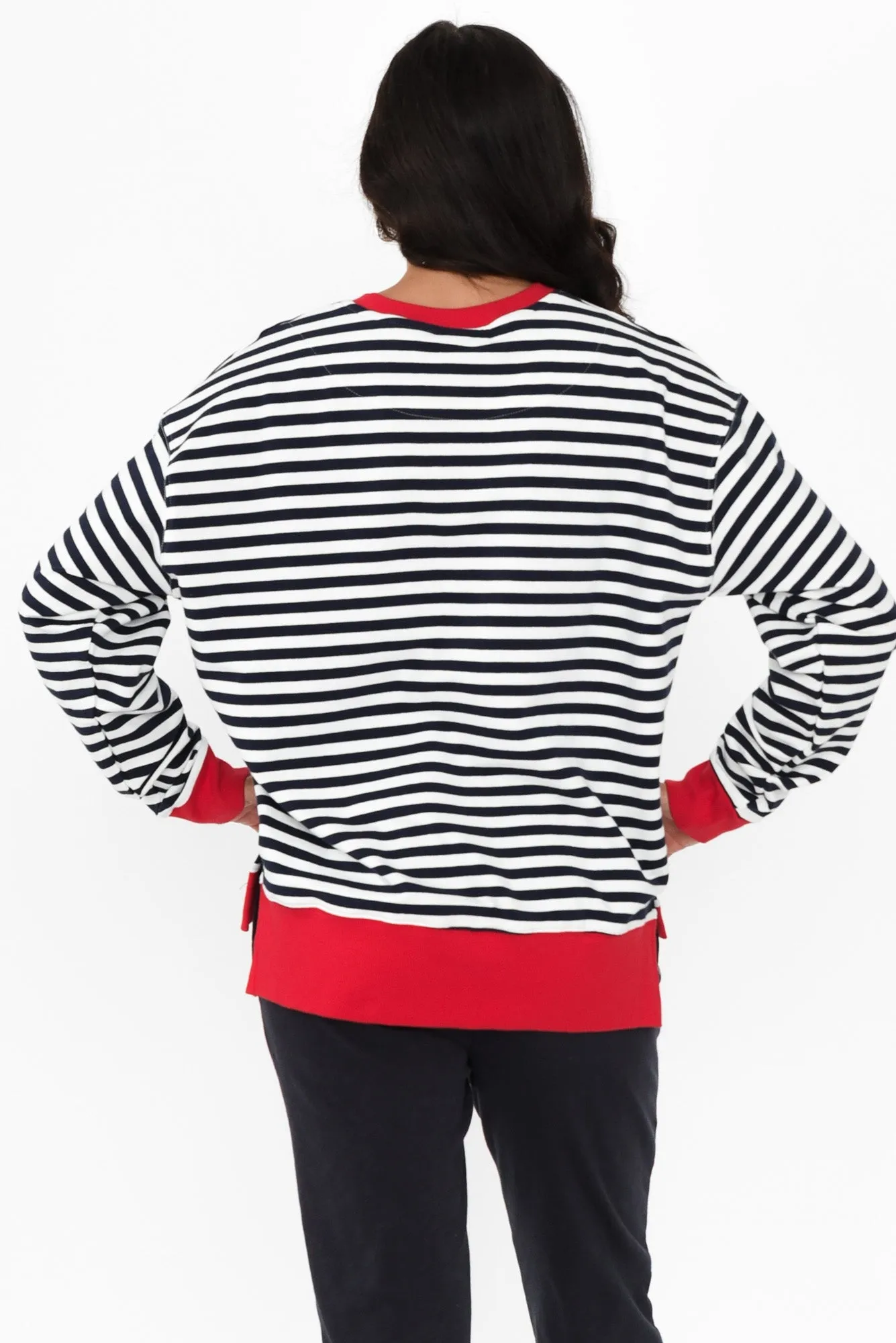 Alaska Navy Stripe Cotton Sweatshirt sold by Blue Bungalow product image thumbnail 4