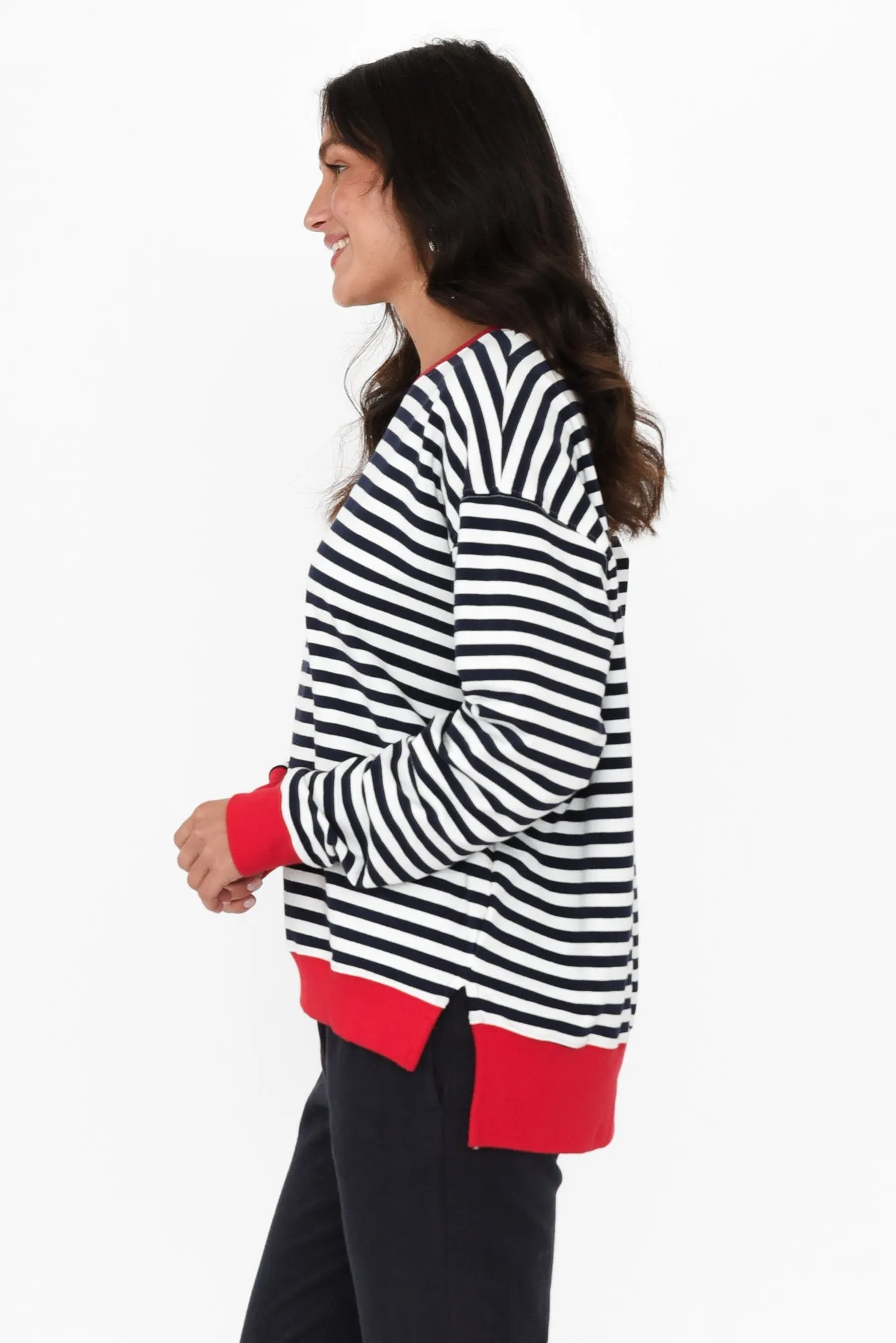 Alaska Navy Stripe Cotton Sweatshirt sold by Blue Bungalow product image thumbnail 3