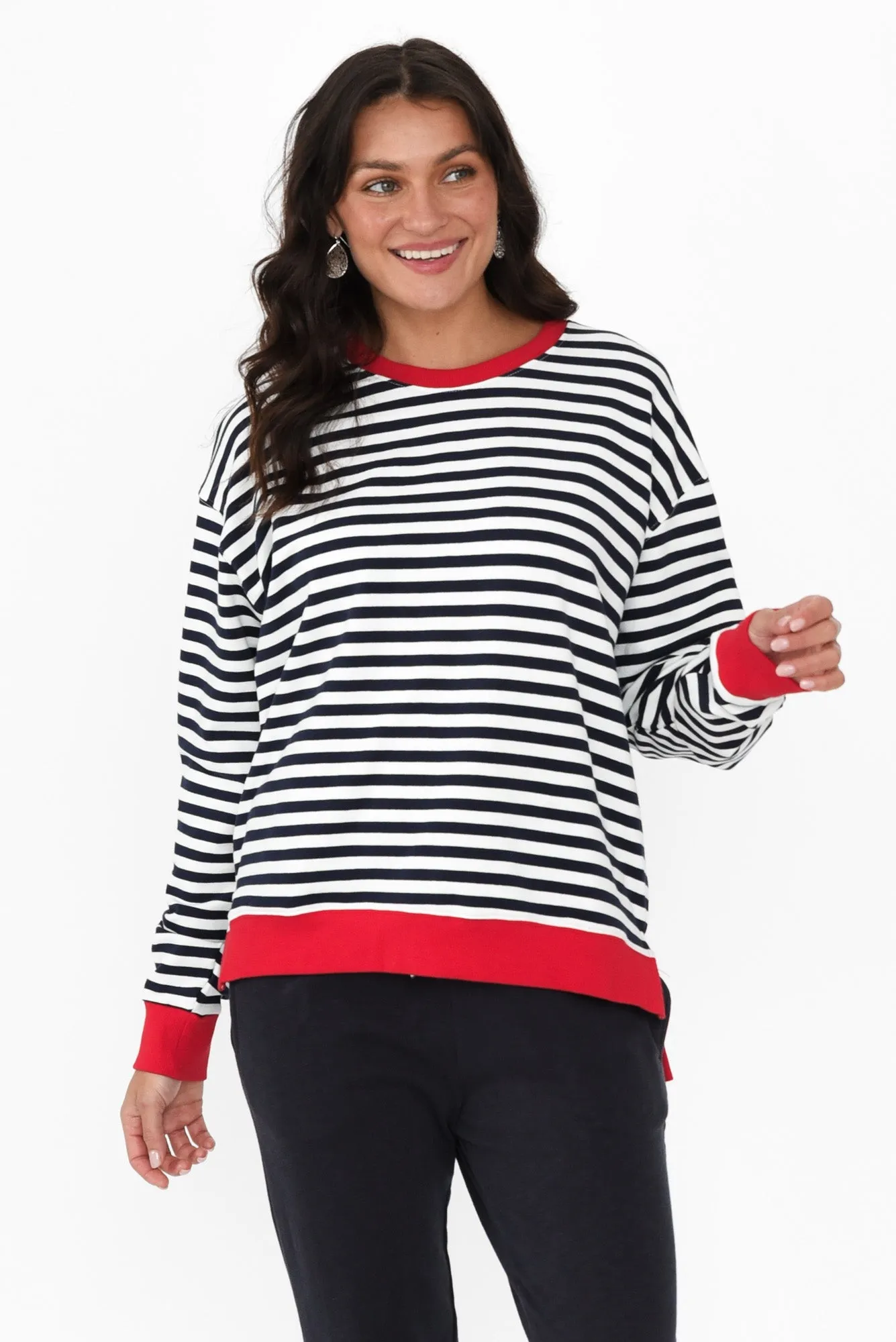 Alaska Navy Stripe Cotton Sweatshirt sold by Blue Bungalow
