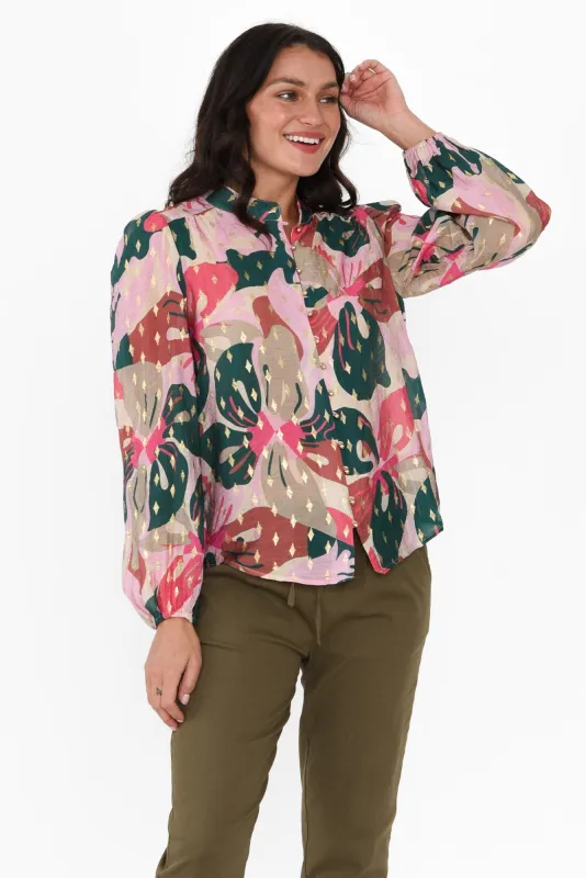 Alaina Pink Floral Button Blouse sold by Blue Bungalow