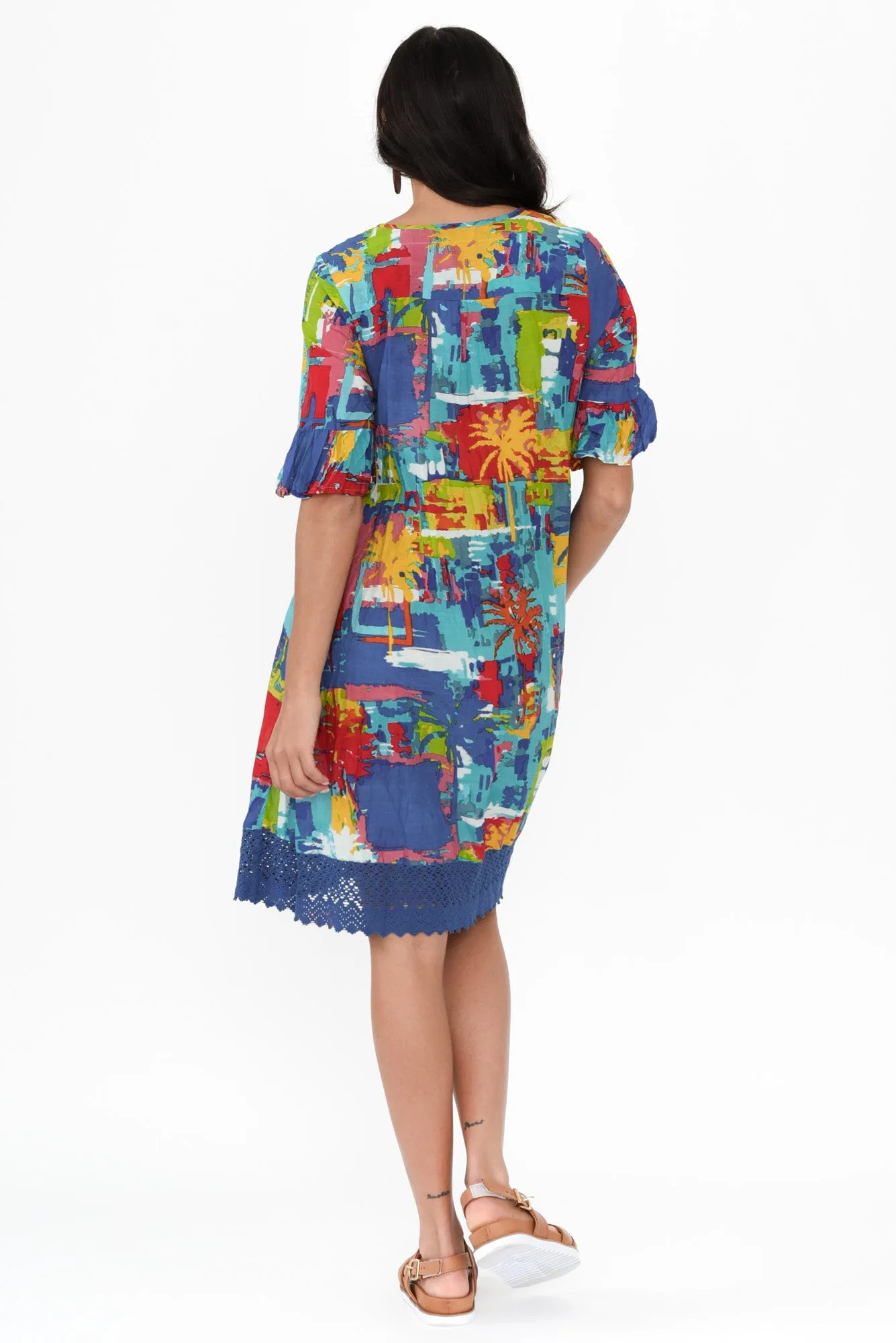 Cayman Cobalt Palm Cotton Tunic Dress sold by Blue Bungalow product image thumbnail 5