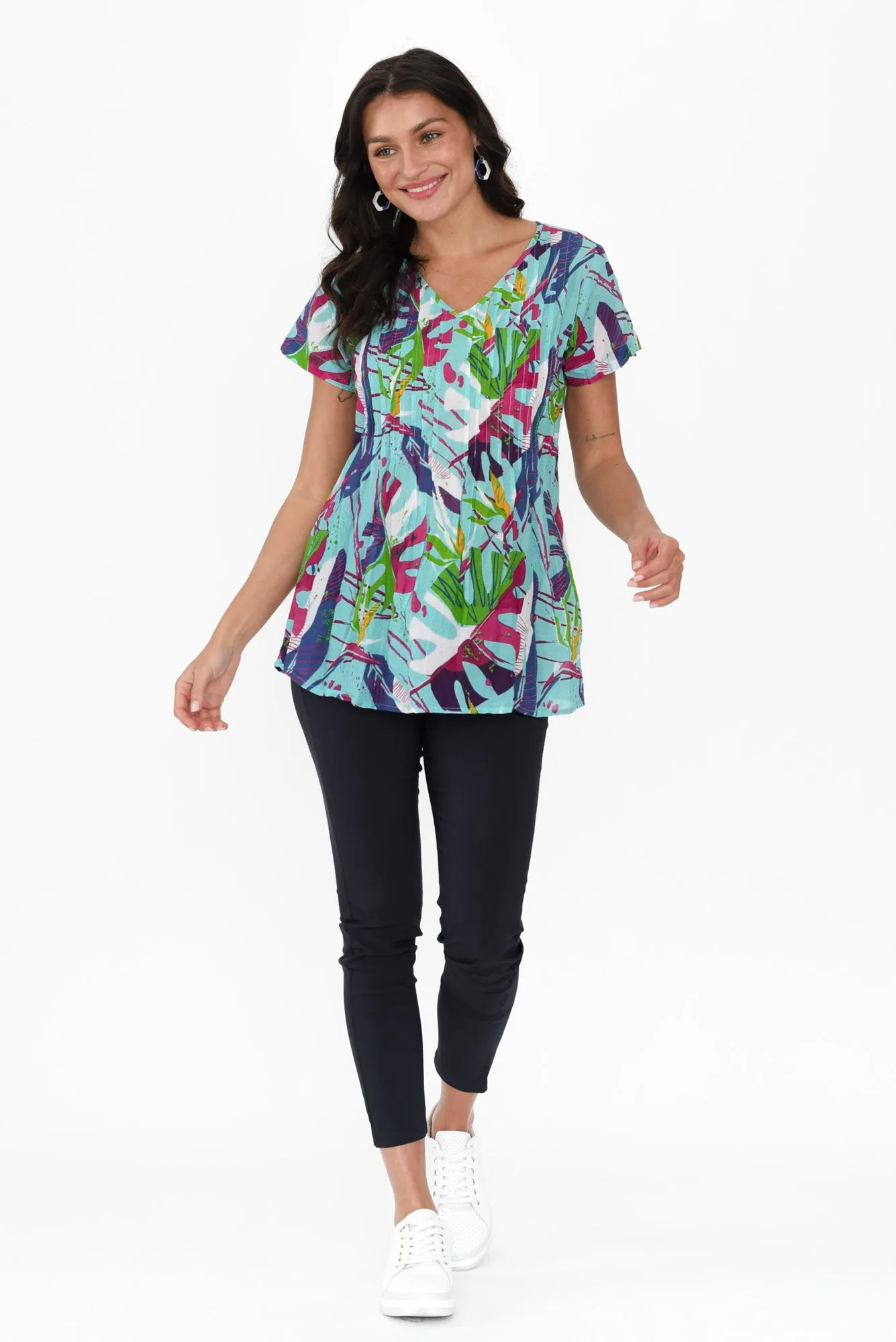 Fia Green Leaf Crinkle Cotton Top sold by Blue Bungalow product image thumbnail 2