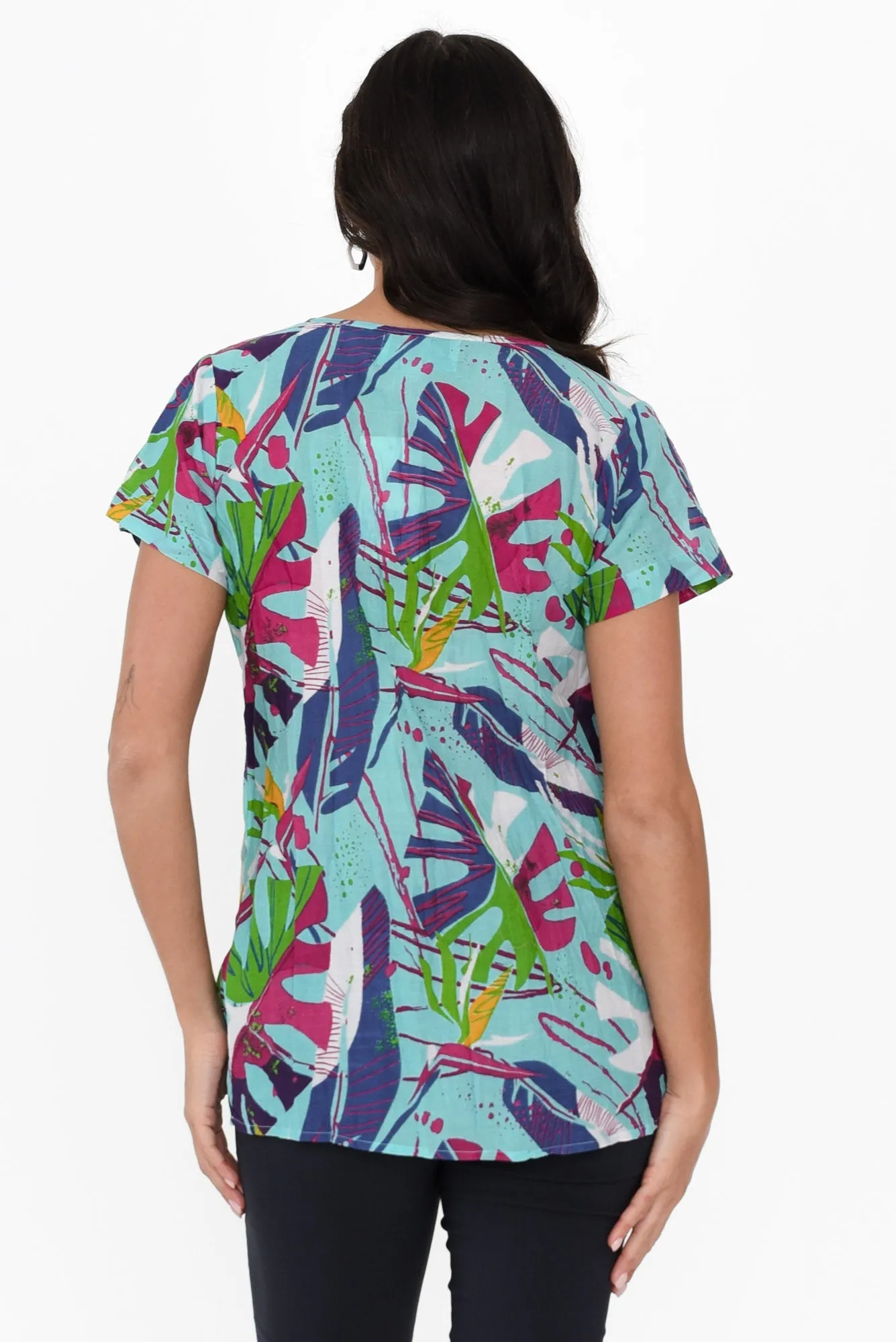 Fia Green Leaf Crinkle Cotton Top sold by Blue Bungalow product image thumbnail 5