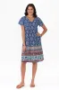 Sabina Cobalt Mosaic Crinkle Cotton Dress sold by Blue Bungalow