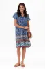 Sabina Cobalt Mosaic Crinkle Cotton Dress sold by Blue Bungalow