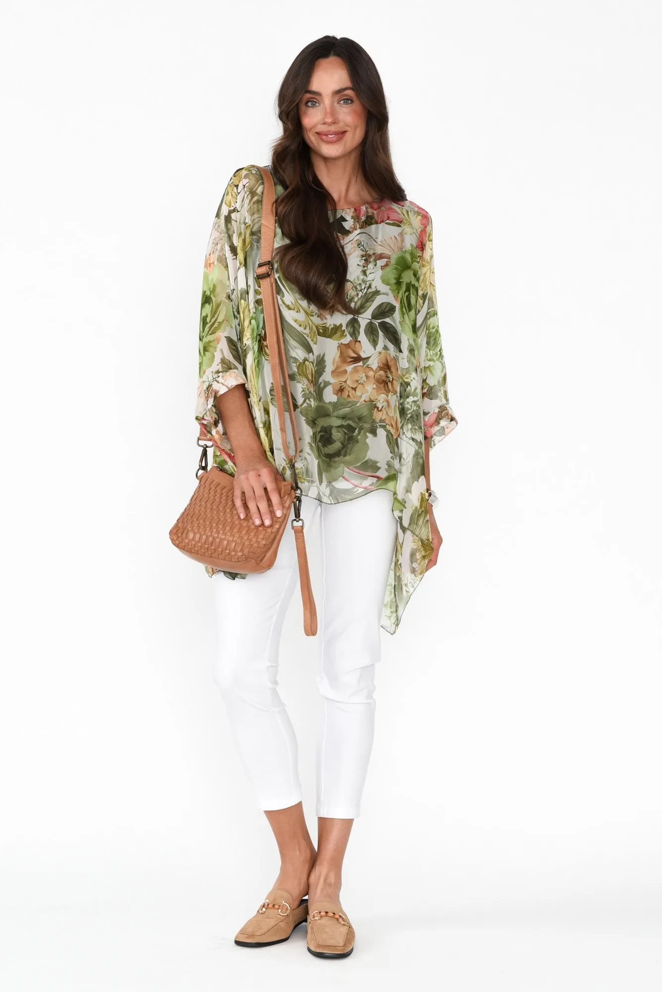 Dinu Green Floral Silk Layer Top sold by Blue Bungalow product image thumbnail 2